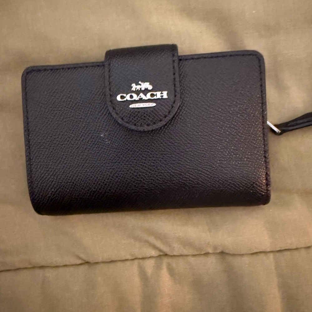 Coach Black Textured Leather Card Holder
